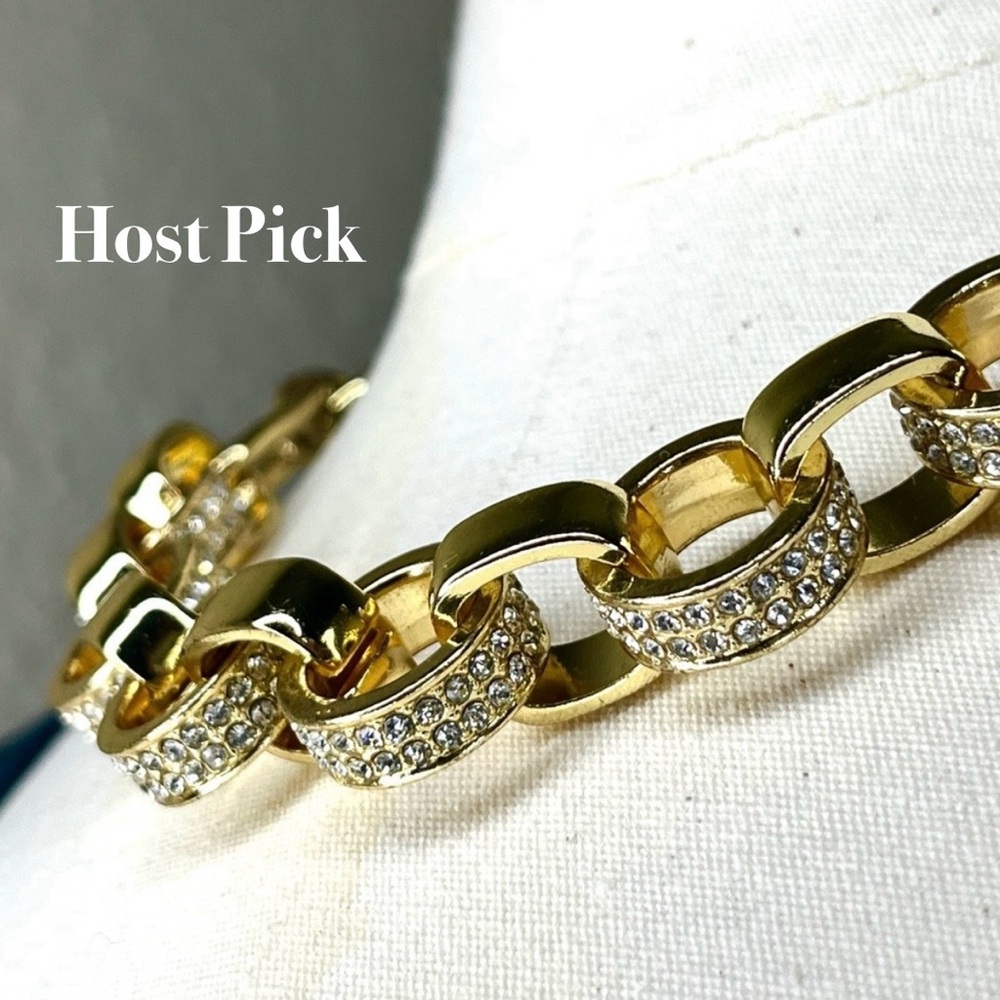 Gold Large Link Necklace Bling Cocktail Statement Short Toggle Jewelry Classy